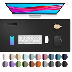 Aothia Non Slip Waterproof‎ PU Leather Desk Pad Protector 23.6" x 13.7", Black